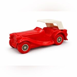 Vintage Avon Red Convertible Car Decanter 1970s Empty White Roof